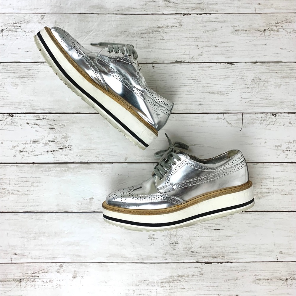 PRADA metallic platform Oxford size 35 - Picture 1 of 9